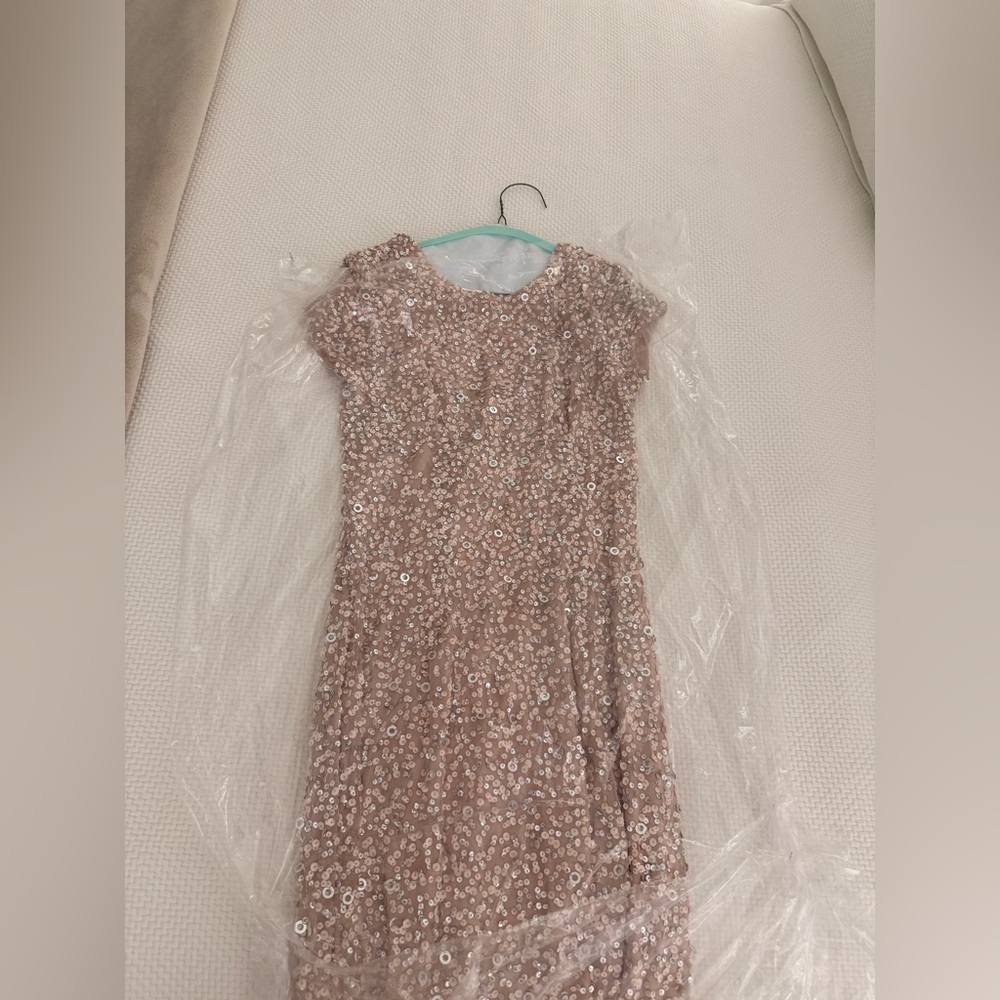 Adrianna Papell Rose Gold Sequin Girls' Cap Sleeve Dress